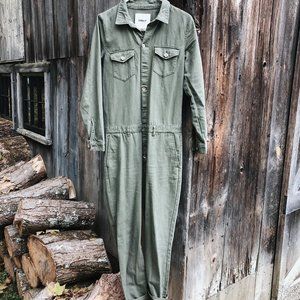 Army Green Denim Jumpsuit